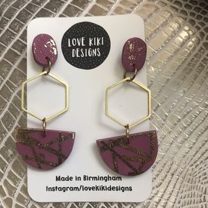 Hexagon dangly earrings